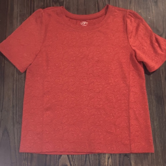 LOFT Red Orange Textured Knit Top - Picture 9 of 9